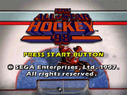 NHL All-Star Hockey '98 title screen for Sega Saturn